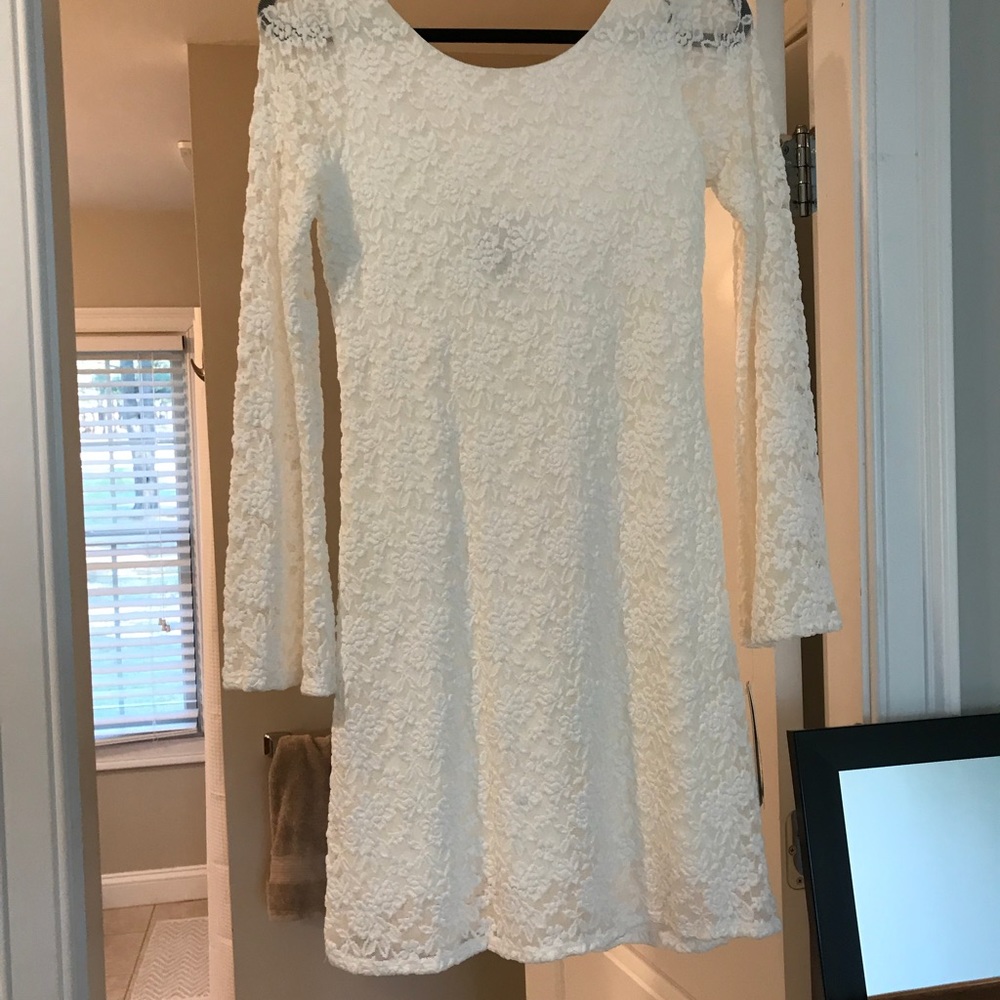 Aqua lace cream dress!